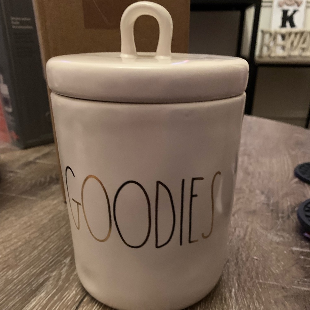 COPY - Cream and gold goodies canister.
